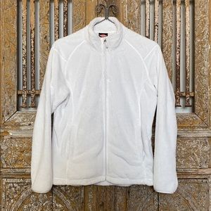 SIMS WHITE FLEECE FULL ZIP SWEATER L